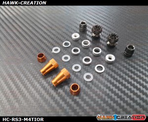 Hawk Creation Anti-Slip Stick Rocker End For JR XG8,11,14 (M4, Titanium+Orange Colour) - New Colour Mix